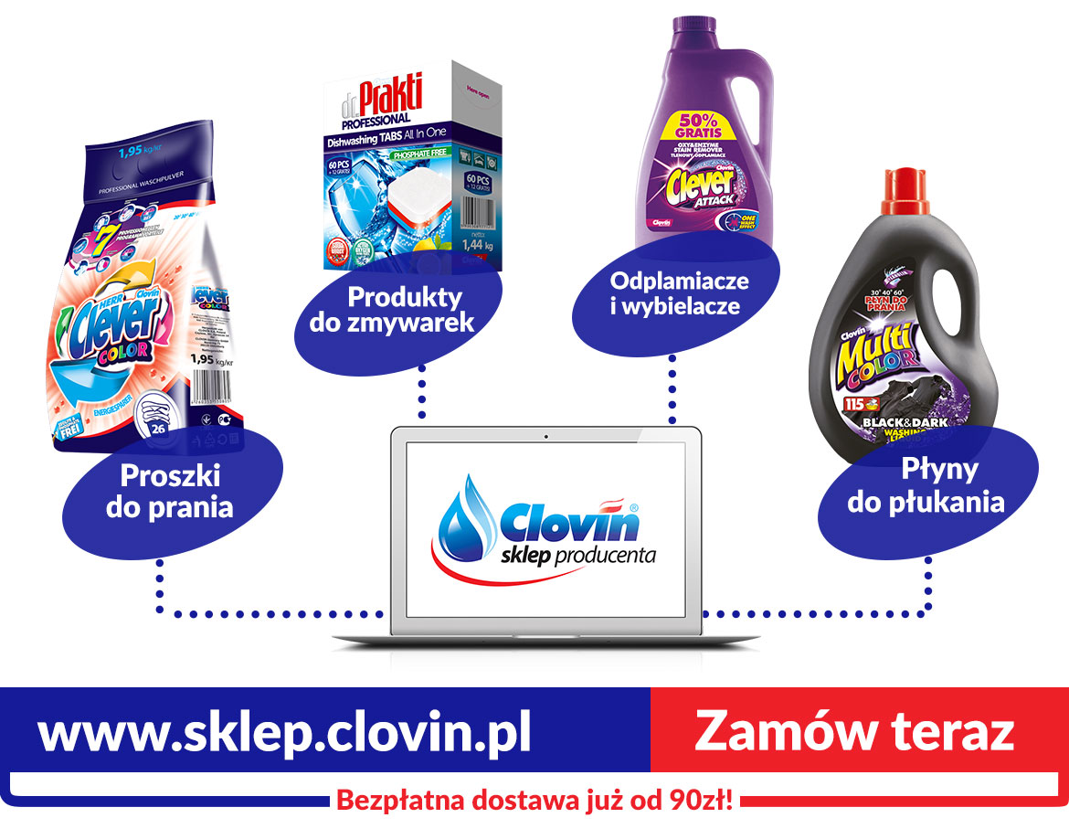 Środki czystości łatwo dostępne w sklepie internetowym Clovin